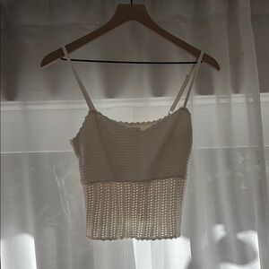 Abercrombie White Crochet Knit Cami Top